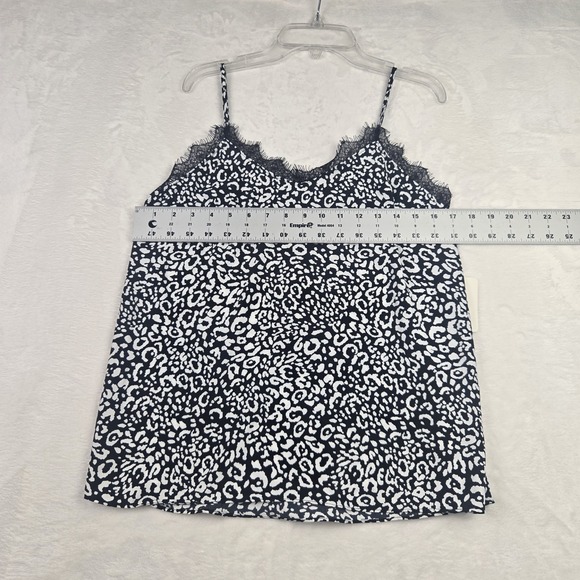 NWT Naked Zebra Women's‎ Black White Leopard Print Camisole Small Lace Trim Neck - Picture 6 of 8